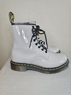 Dr. Martens Women's 1460 Gray Patent Leather Doc Boots Size US 6